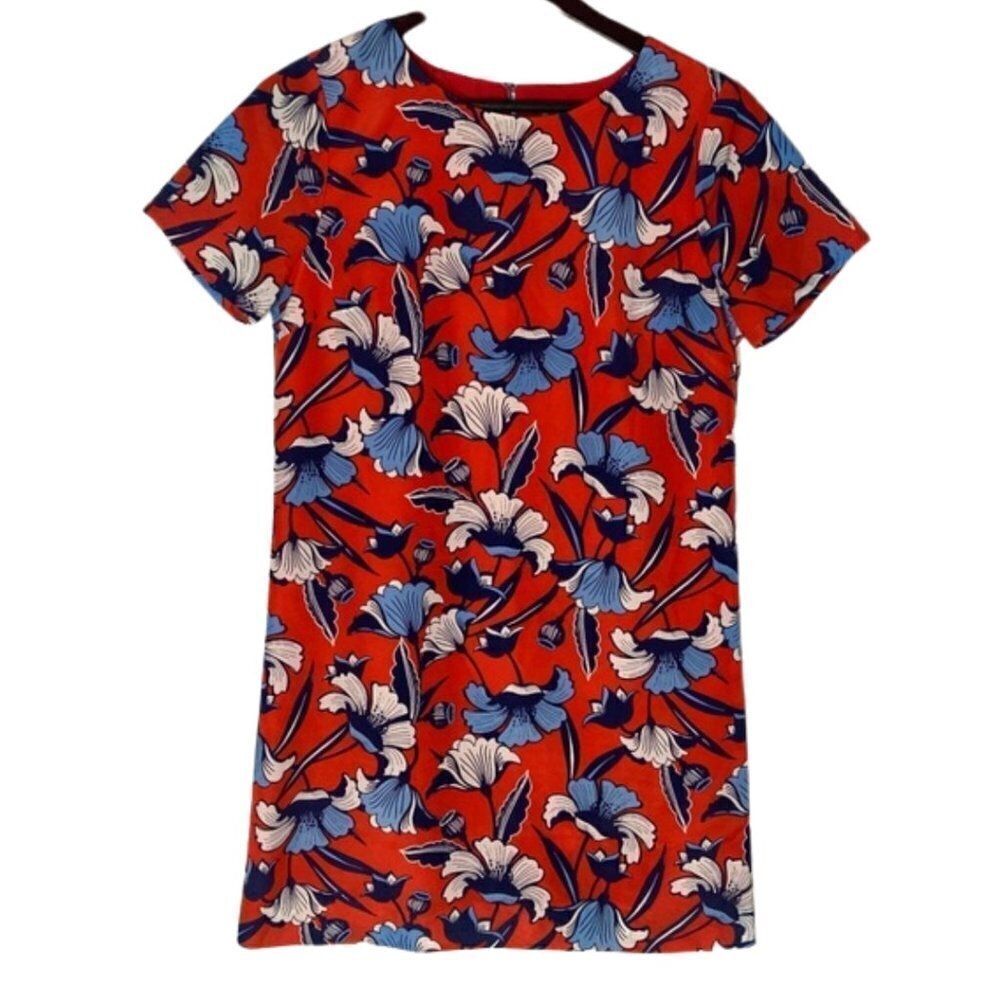 J. Crew Red Shift Floral Short Sleeve Dress Size 0